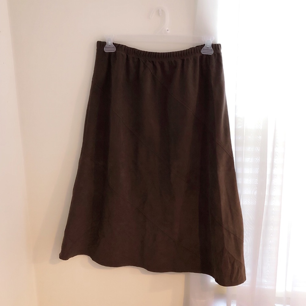 Brown Faux Suede Alfred Dunner Skirt Plus 16W